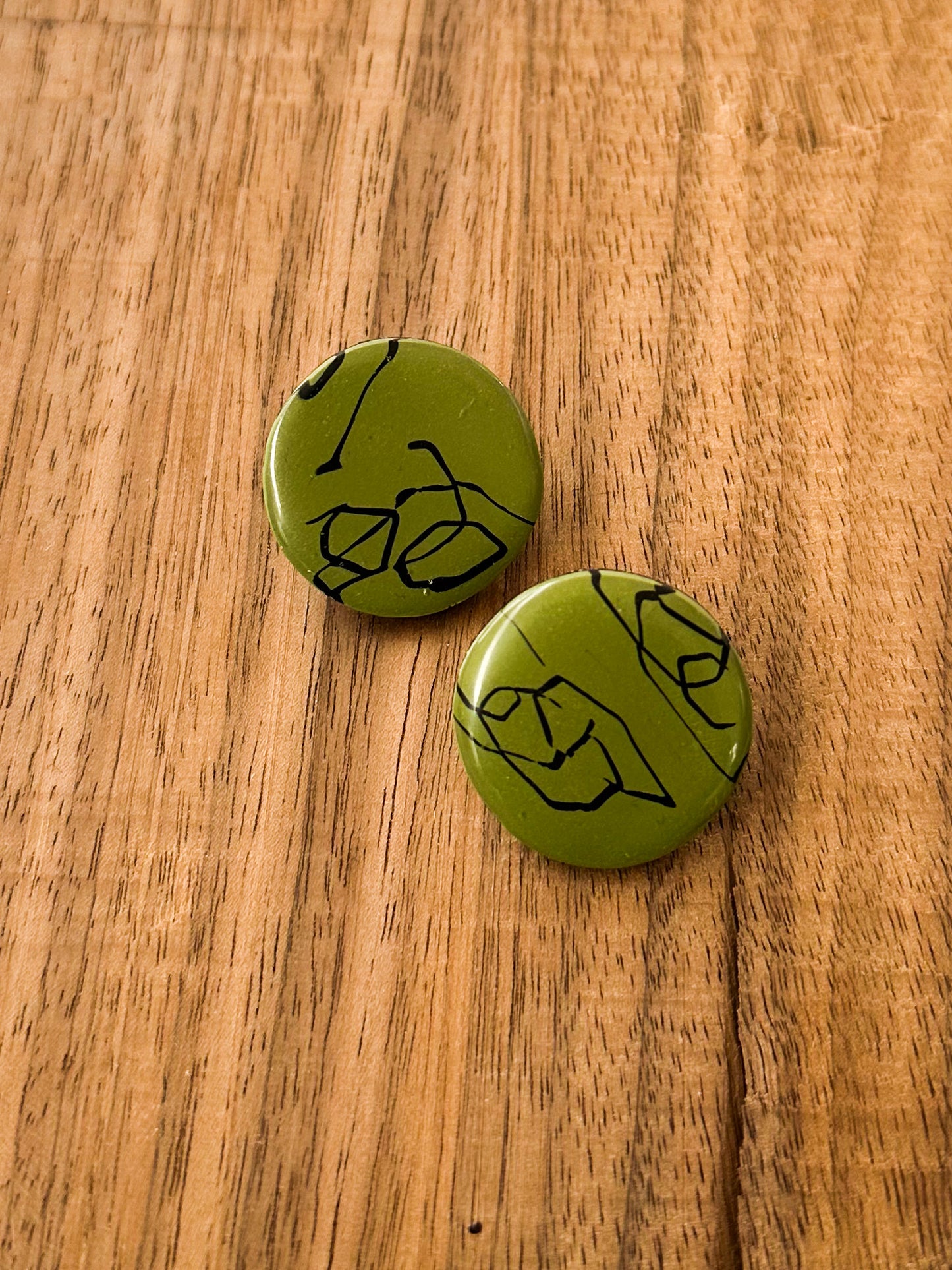 Green Scribble Studs