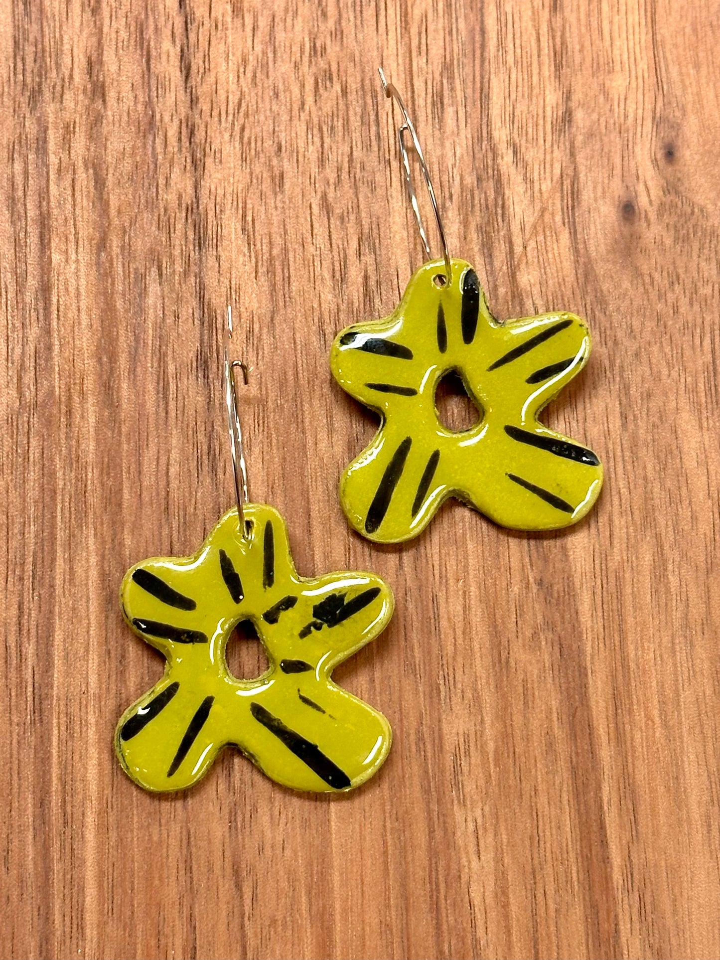 Green & Black Flower Dangles